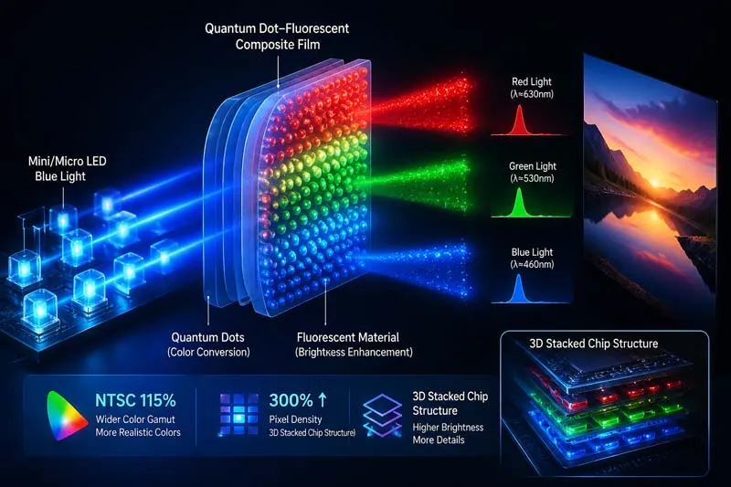 Quantum dot color conversion concept for full-color Micro-LED display technology