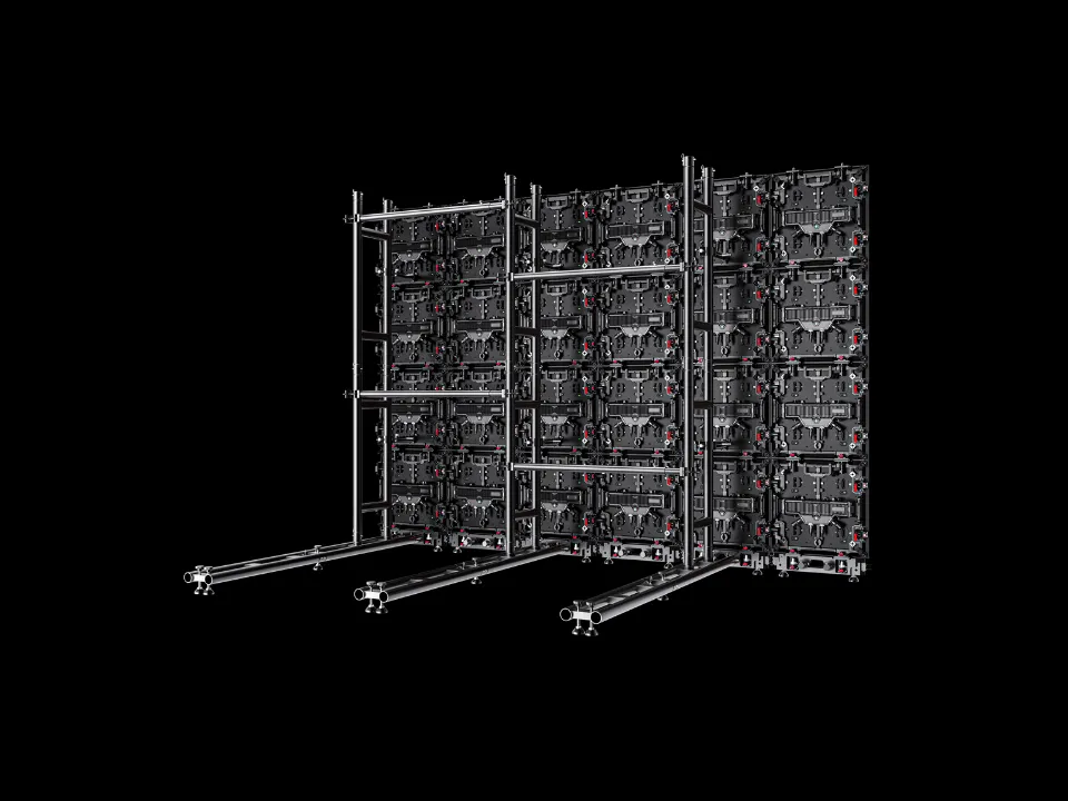UM Series curved rental LED cabinet connection and hanging structure