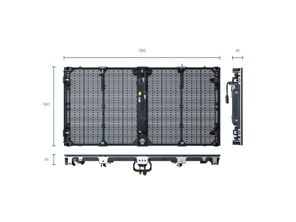 AM cabinet dimensions showing 1000 by 500 by 85 millimeters