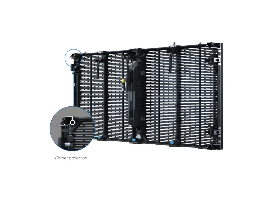 AM cabinet corner protection detail for rental handling