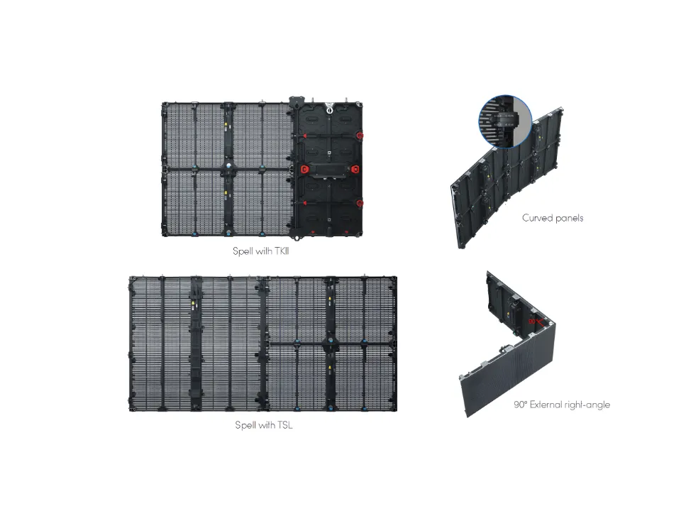 AM cabinet configurations for TSL and TKII splicing, curved panels and a 90-degree corner