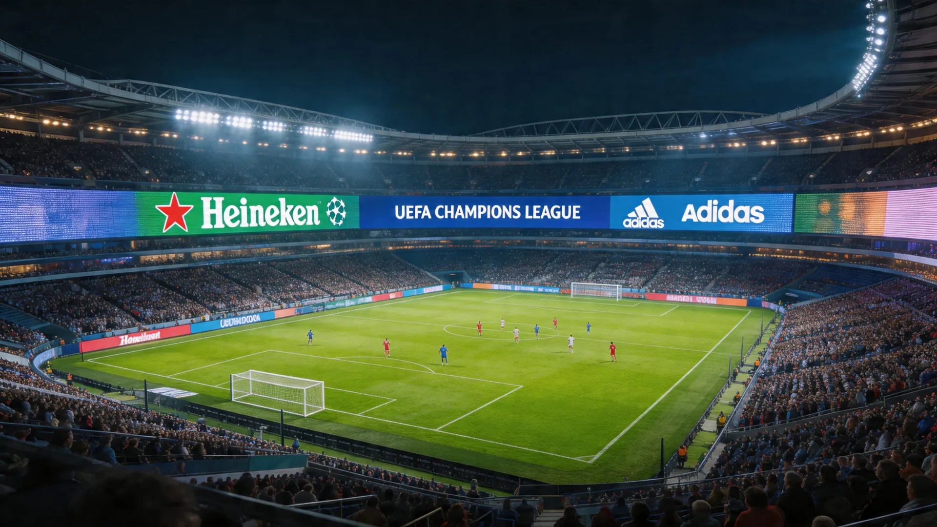 Football stadium using GM Series perimeter LED displays for pitch-side sponsor advertising
