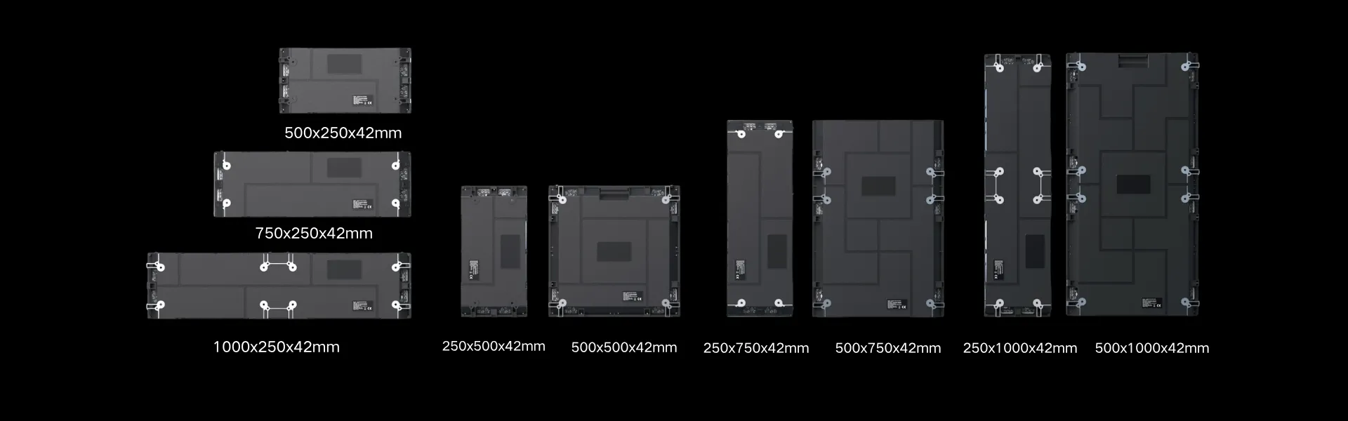 GX Pro nine cabinet sizes for flexible indoor LED wall dimensions