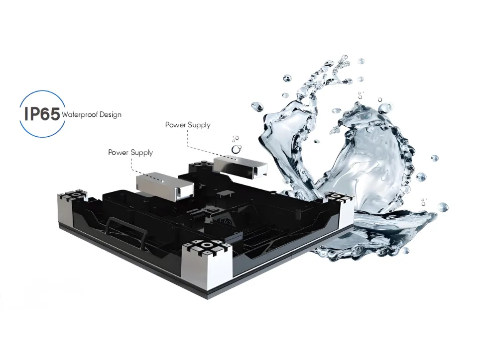I Pro IP65 protected floor display construction