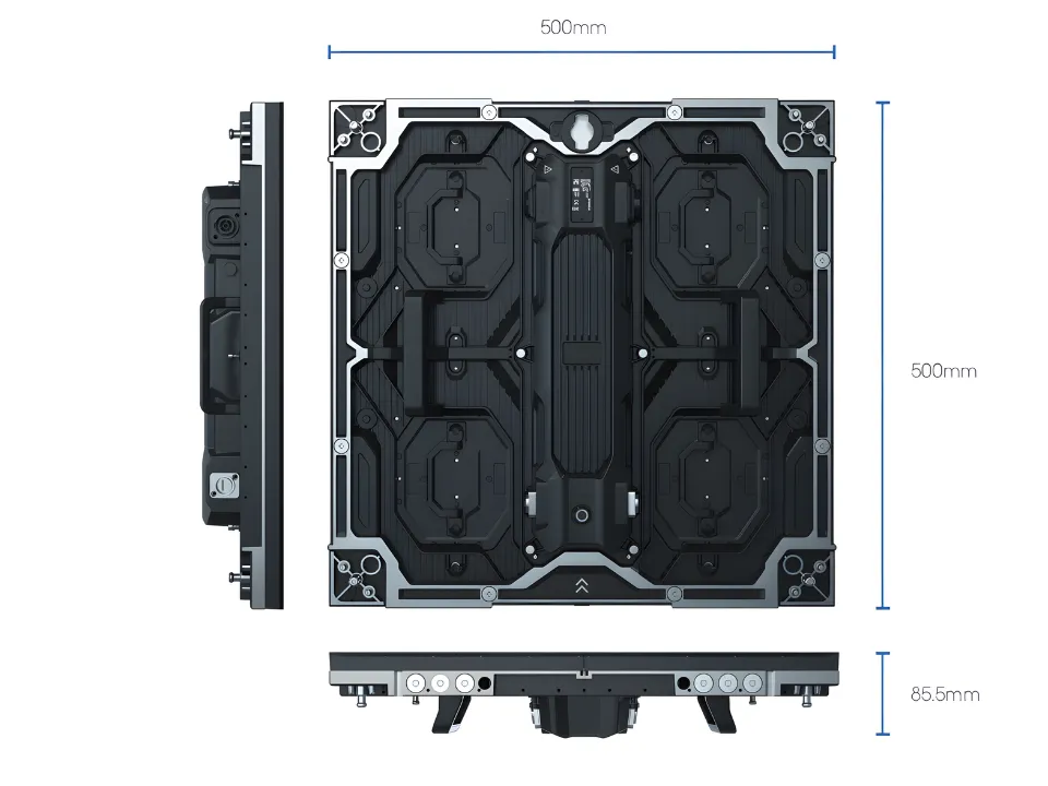 IW Series 500 by 500 by 85.5 millimeter cabinet dimension drawing