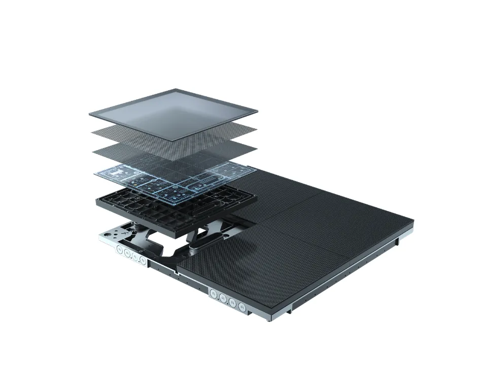 Exploded IW LED floor module and protective layers
