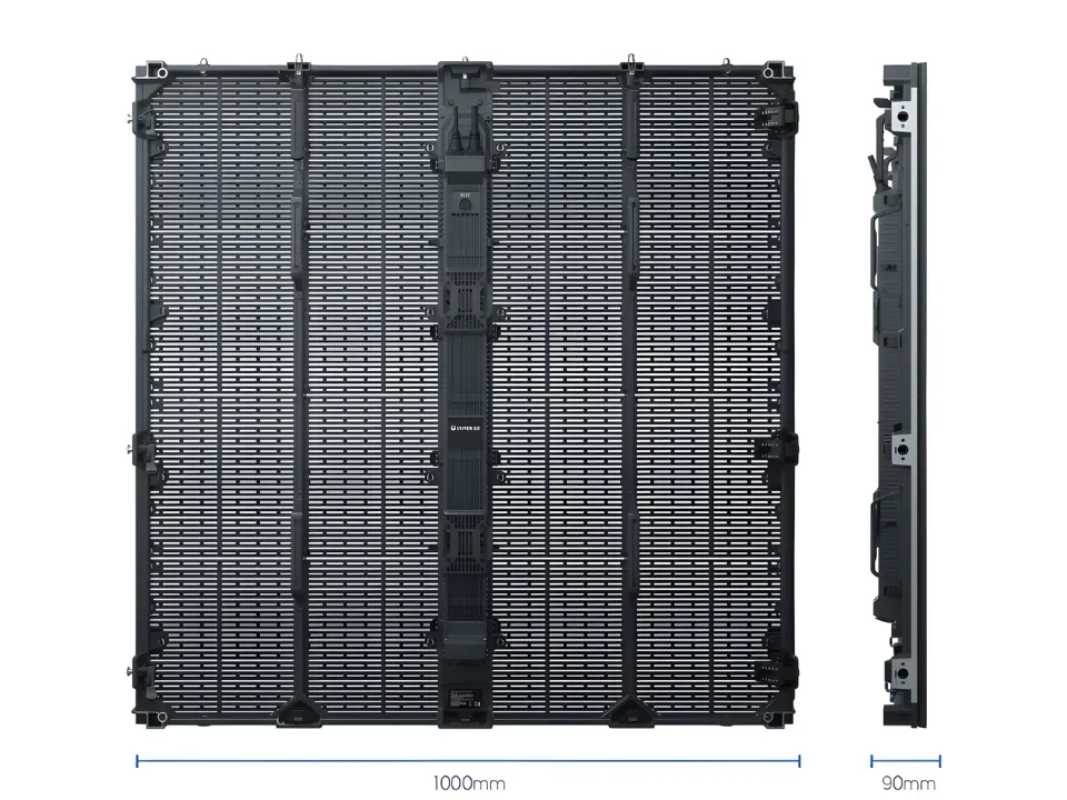 TSL 1000 by 1000 by 90 millimeter cabinet rear and side dimensions