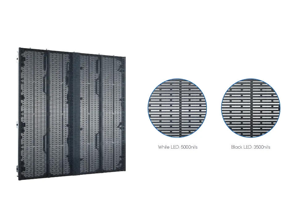 TSL transparent LED cabinet with white-light and black-light LED package options