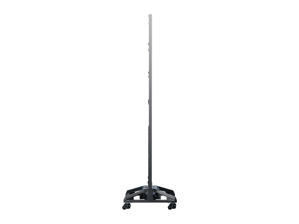 Slim side profile of the LED Poster display and its wheeled base