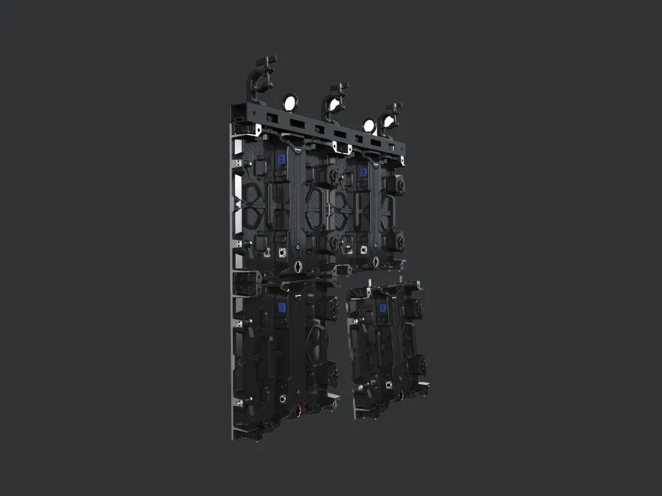 AS Series indoor rental LED cabinets during stage installation