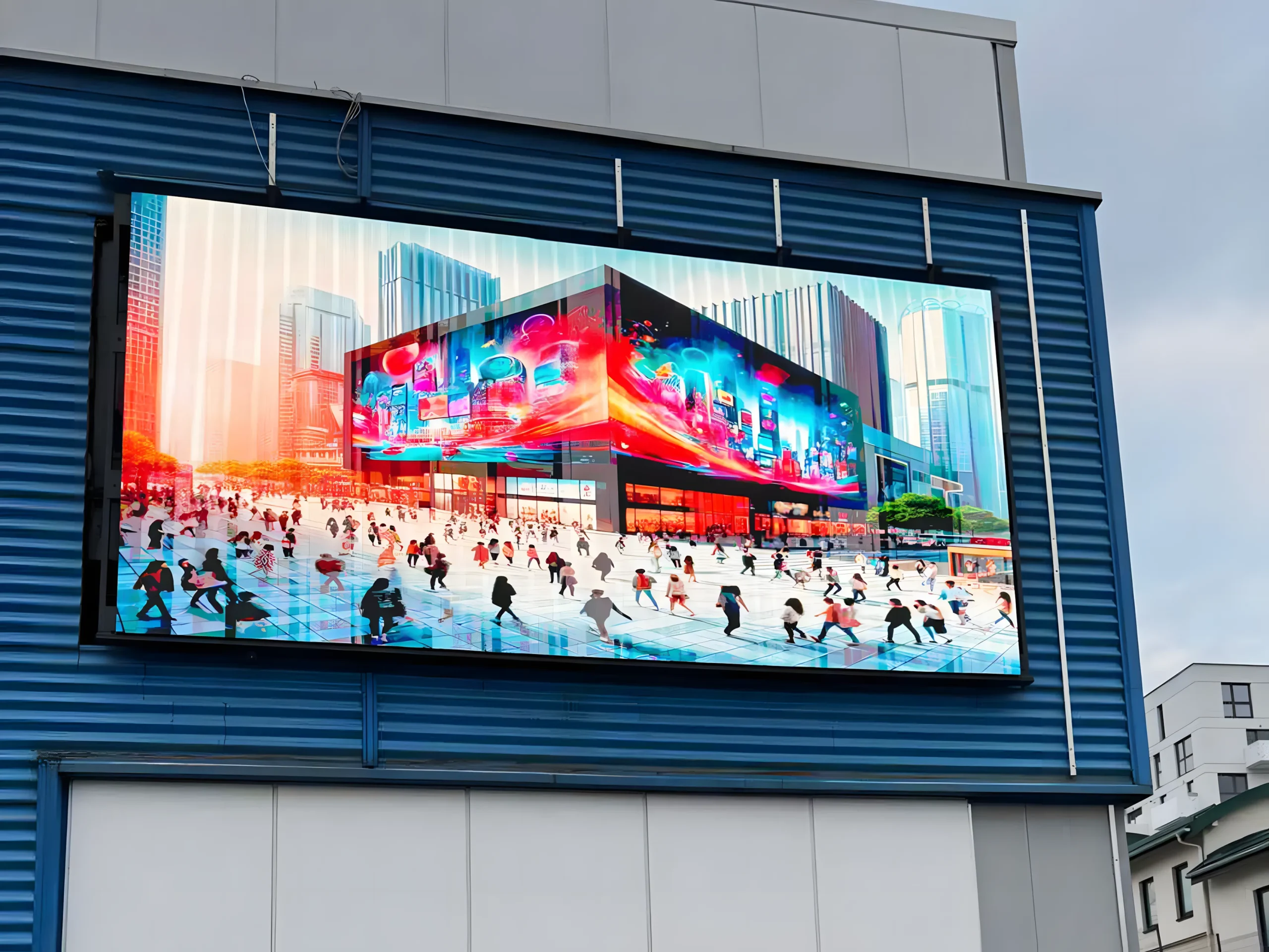 Falcon Series outdoor fixed LED display installed on a commercial building façade