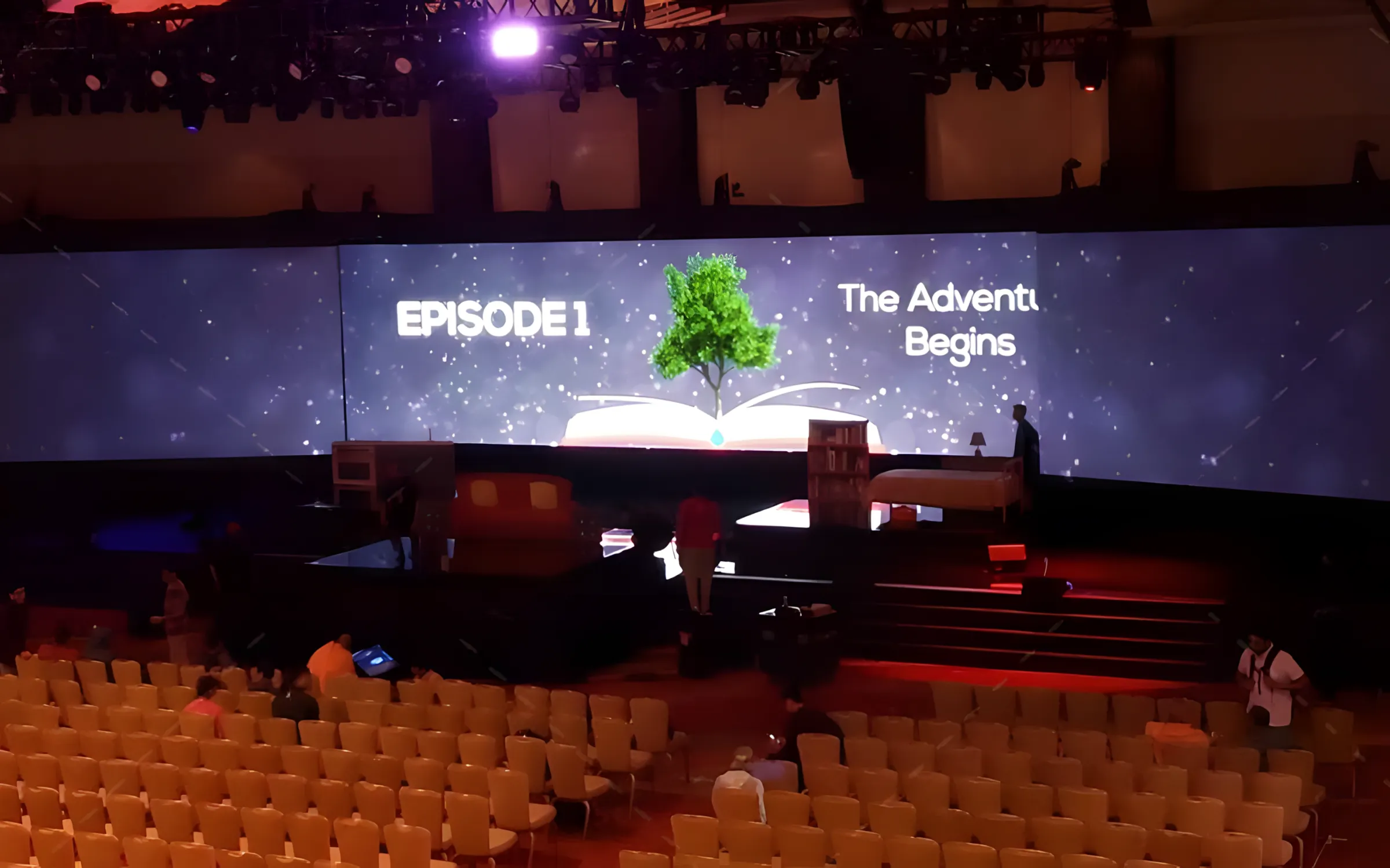 Curved LED backdrop installed for an indoor live-event stage
