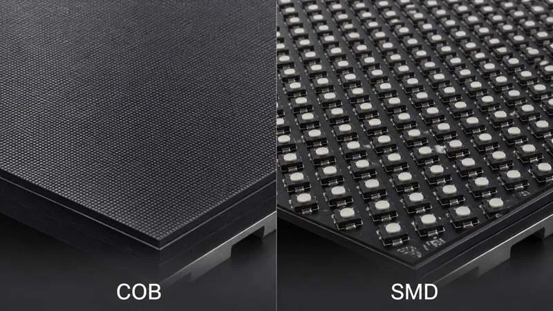 COB vs SMD LED Display side-by-side packaging comparison