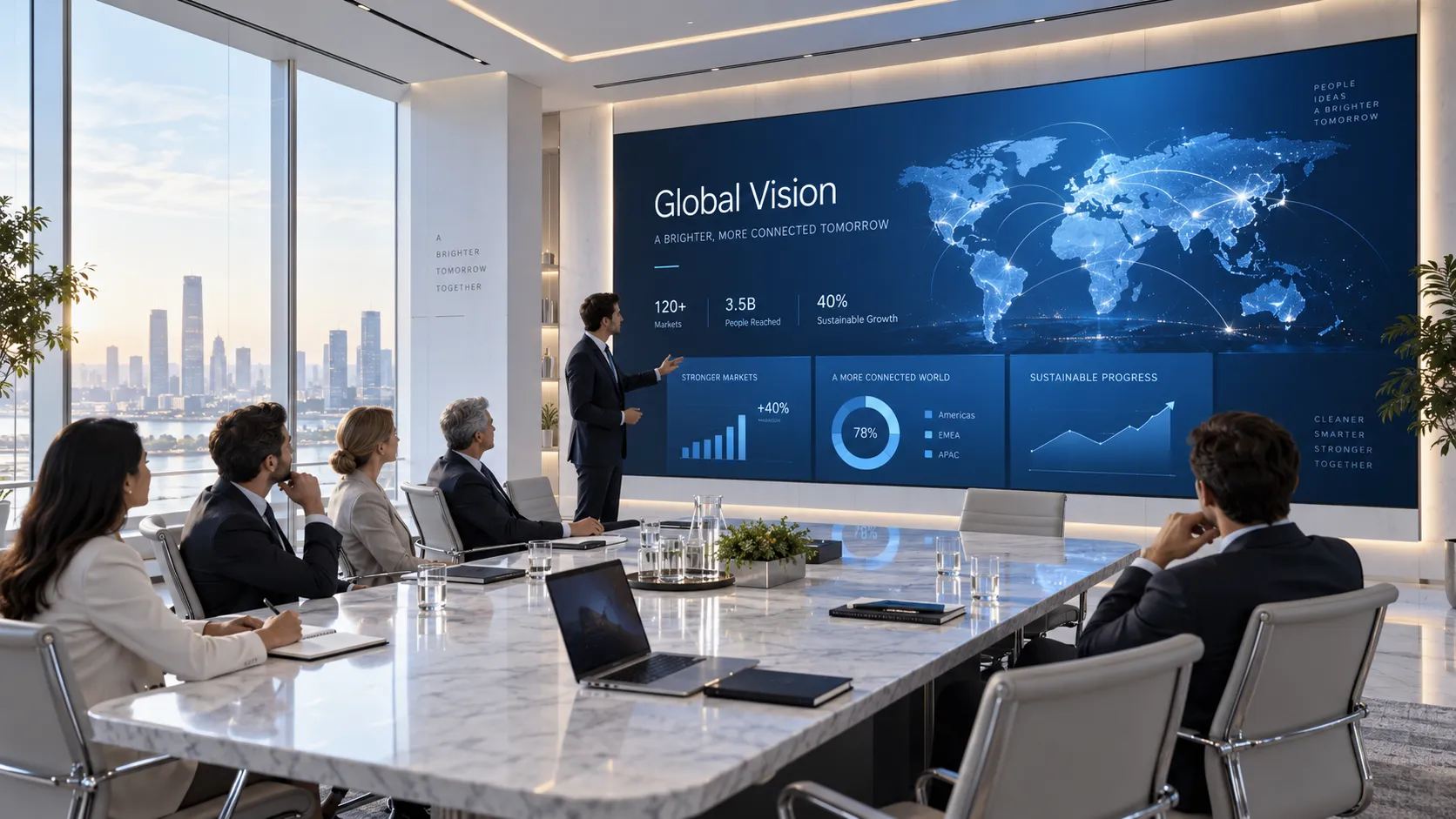Fine pitch LED video wall in an executive boardroom
