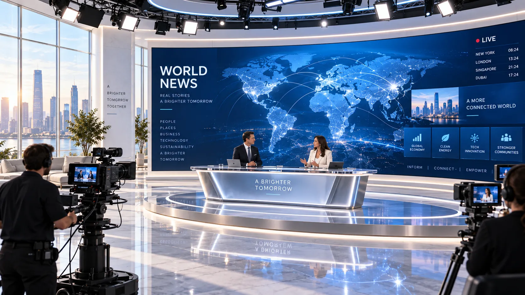 Fine pitch LED video wall in a broadcast studio