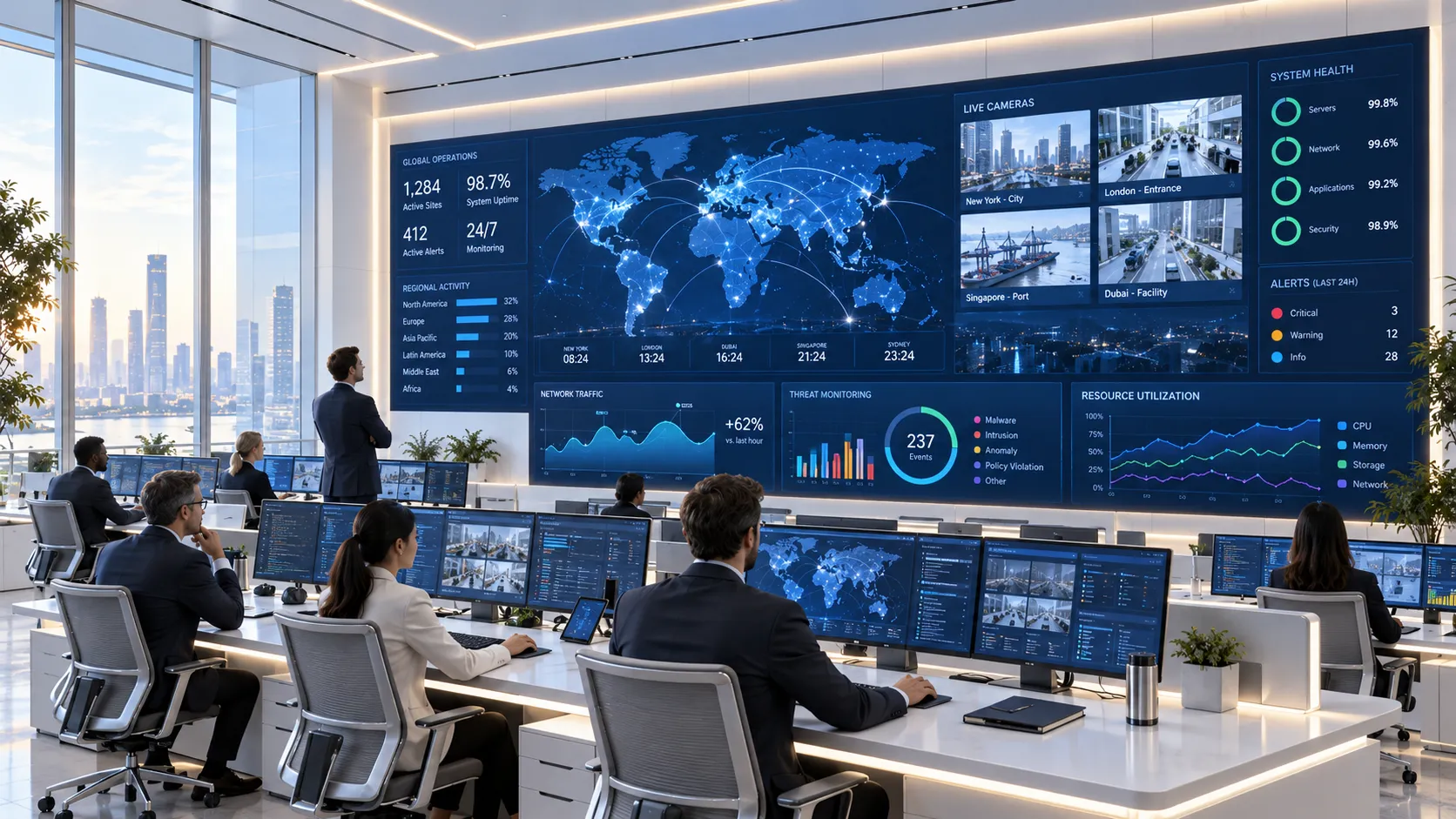 Fine pitch LED monitoring wall in a control room