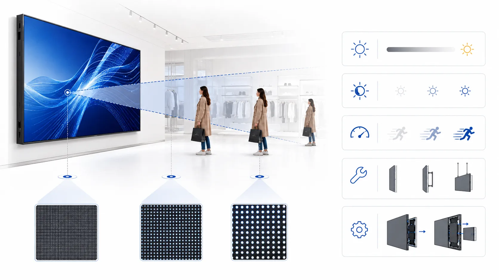 Retail LED display integrated into a premium flagship store interior