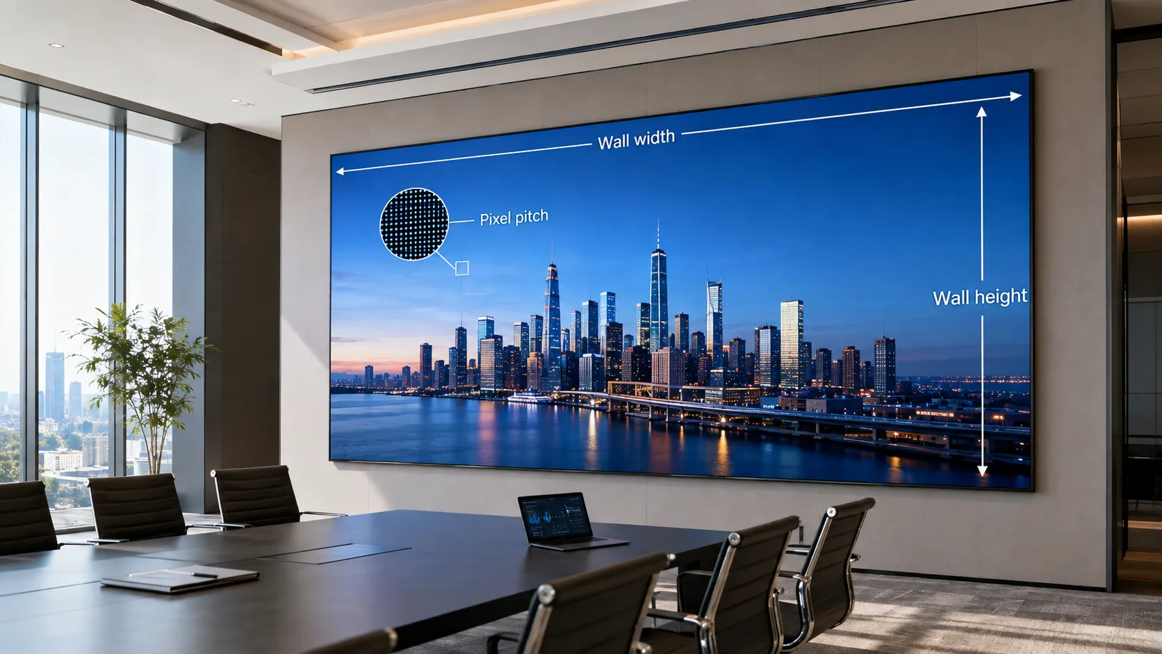 LED wall resolution planning using screen width height pixel pitch and cabinet matrix